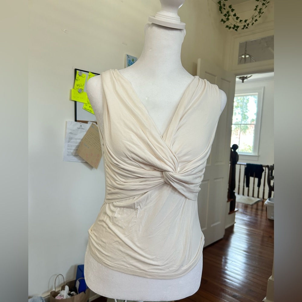 Cream cowl neck top with tie detail #feminine